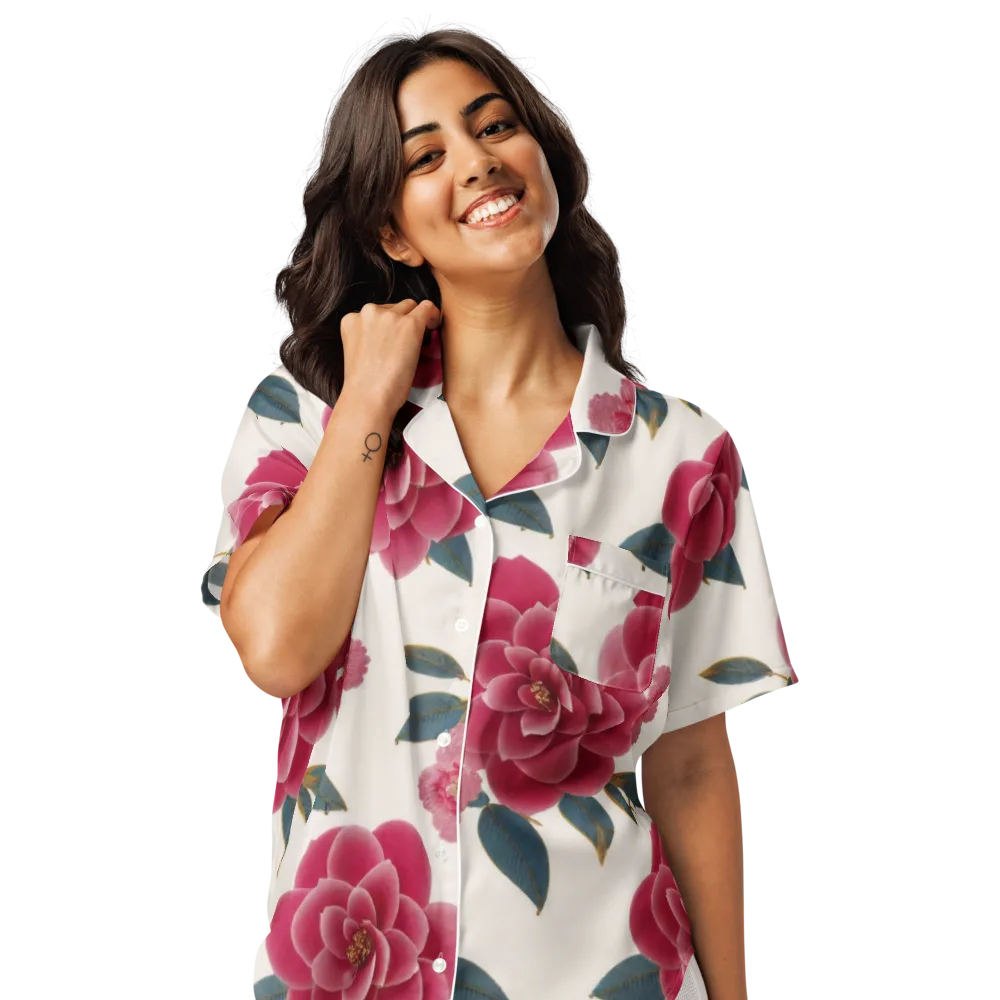 Tea Garden on Women's Short Sleeve Pajama Top — Front