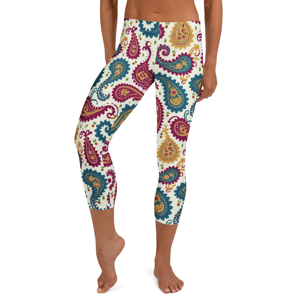 Paisley Bazaar on Capri Leggings — Front