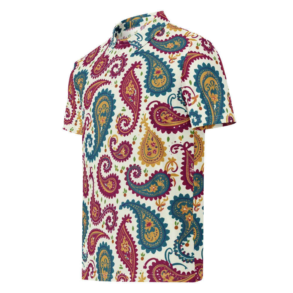 Paisley Bazaar on Men's Slim Fit Polo Shirt — Left Front