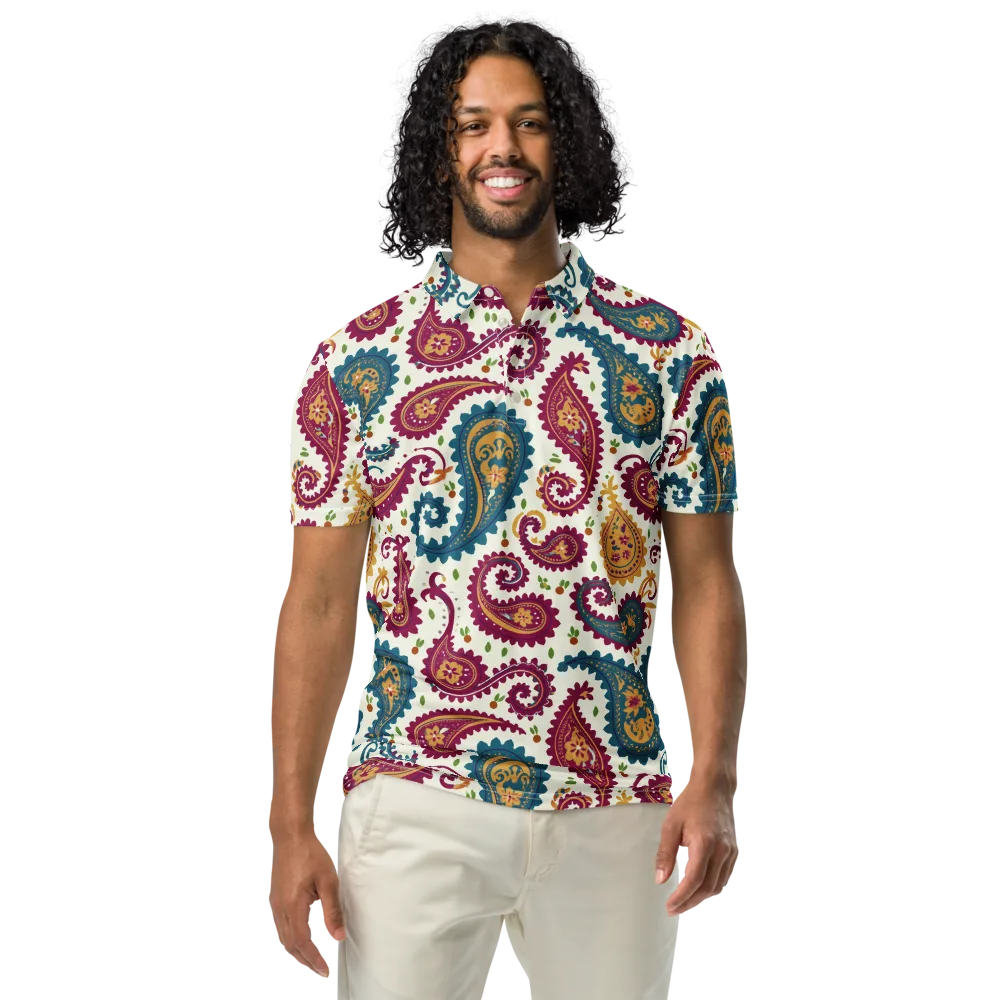 Paisley Bazaar on Men's Slim Fit Polo Shirt — Front