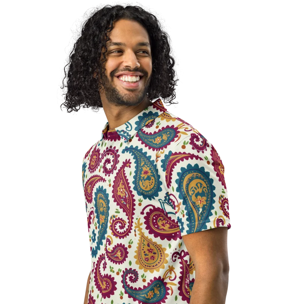 Paisley Bazaar on Men's Slim Fit Polo Shirt — Left Front