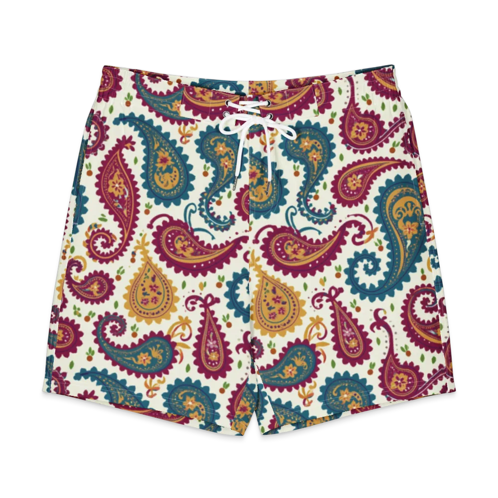 Paisley Bazaar on Men's Board Shorts — Front