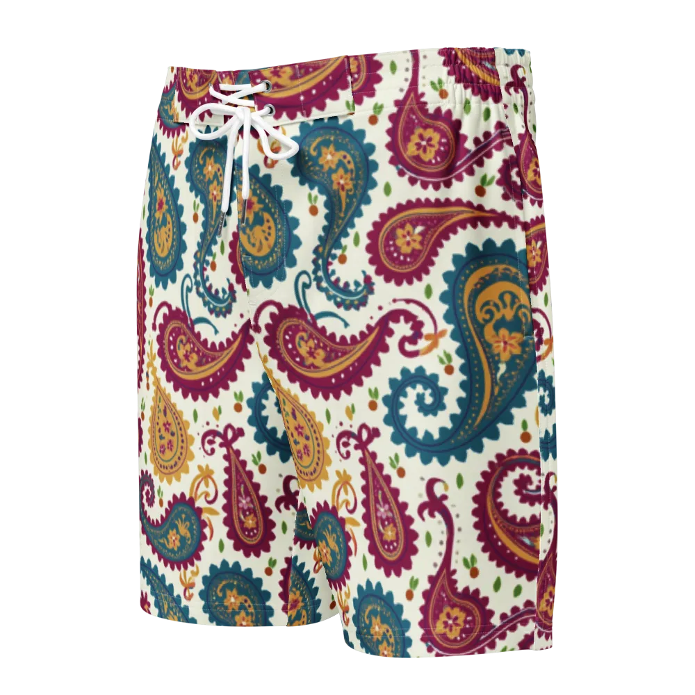 Paisley Bazaar on Men's Board Shorts — Front