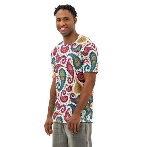 Paisley Bazaar on a Men's Cotton Crew Neck T-Shirt