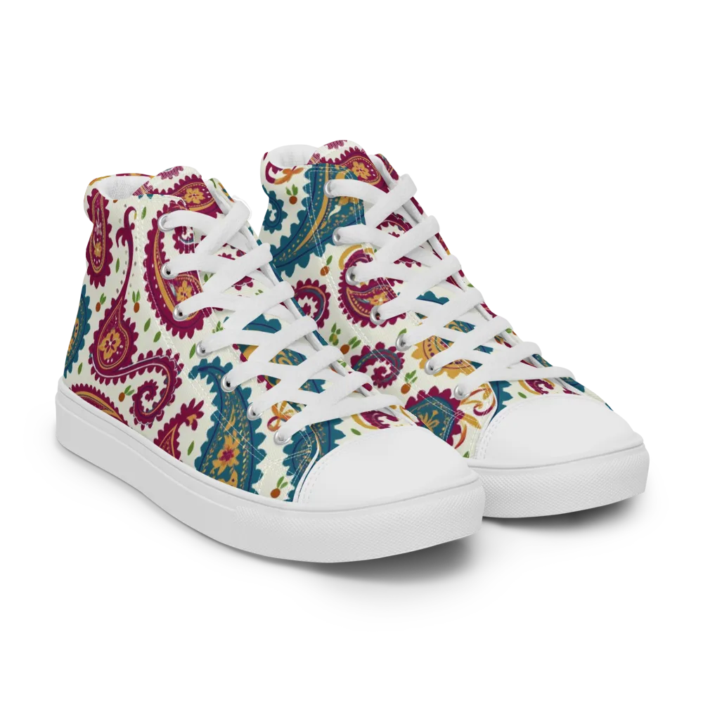 Paisley Bazaar on Men's High Top Canvas Shoes — Right Front