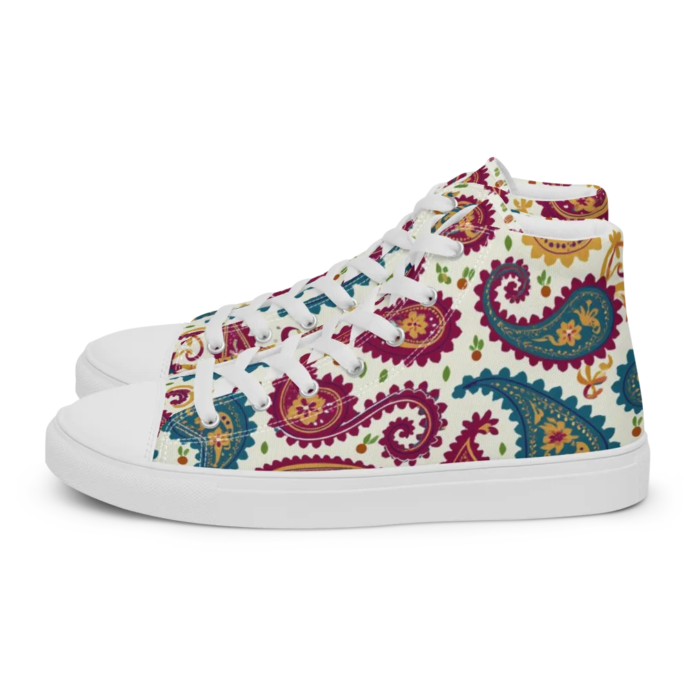 Paisley Bazaar on Men's High Top Canvas Shoes — Left