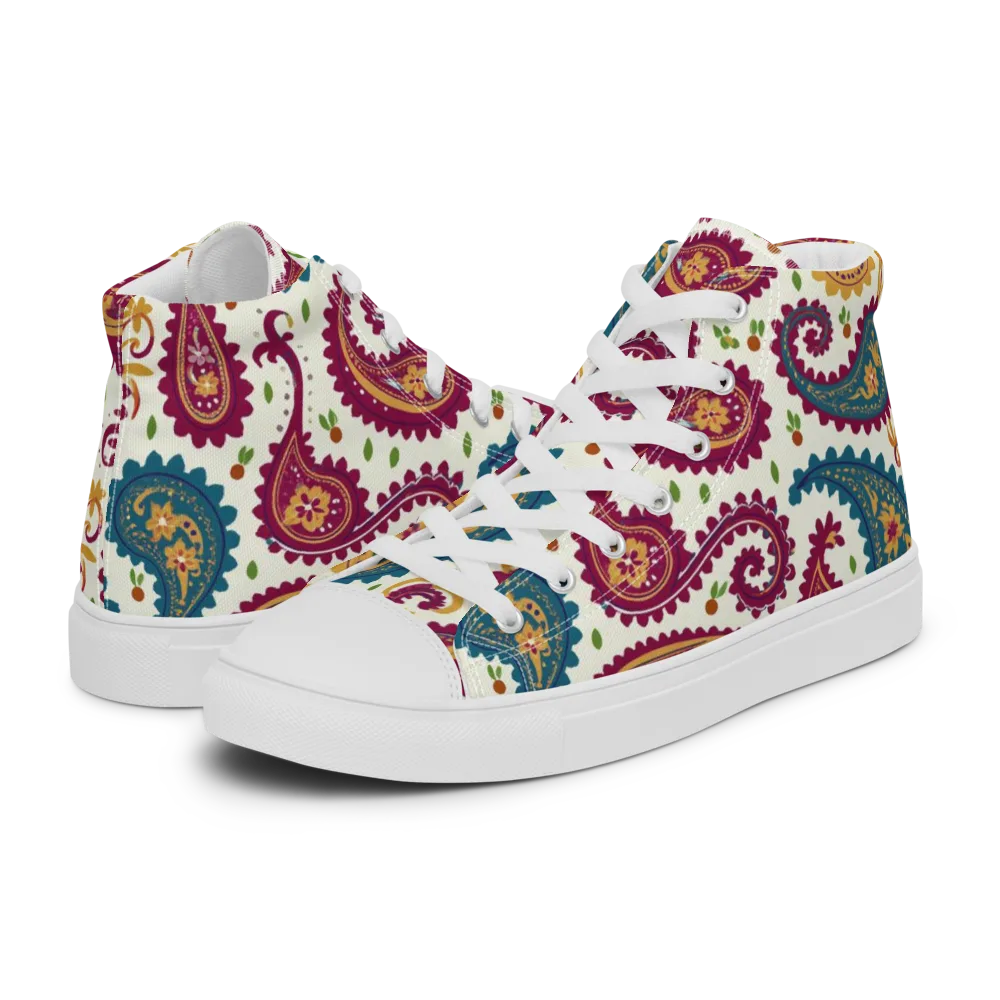 Paisley Bazaar on Men's High Top Canvas Shoes — Left