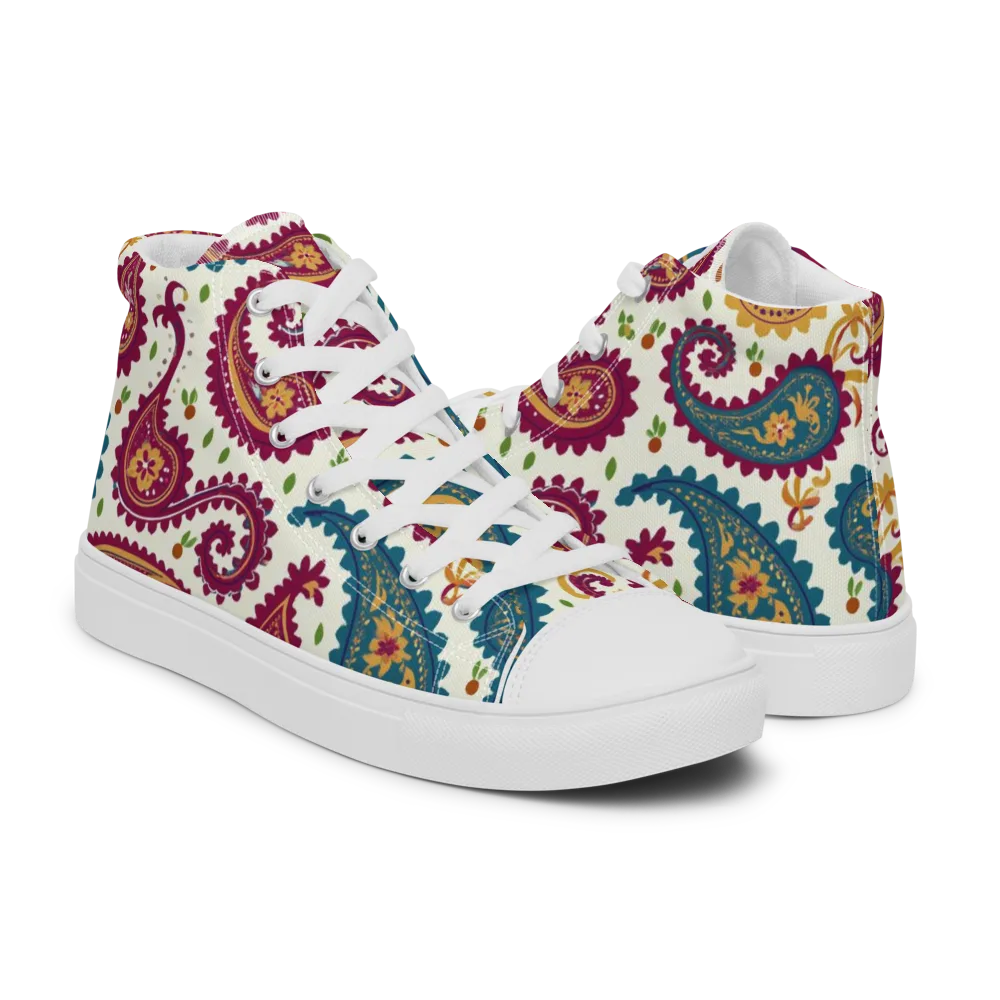 Paisley Bazaar on Men's High Top Canvas Shoes — Right