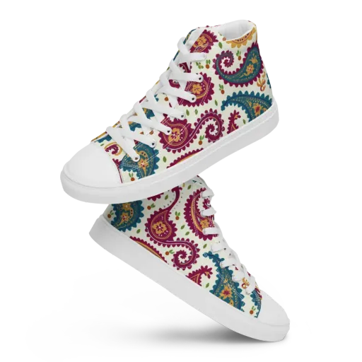 Paisley Bazaar on a Men's High Top Canvas Shoes