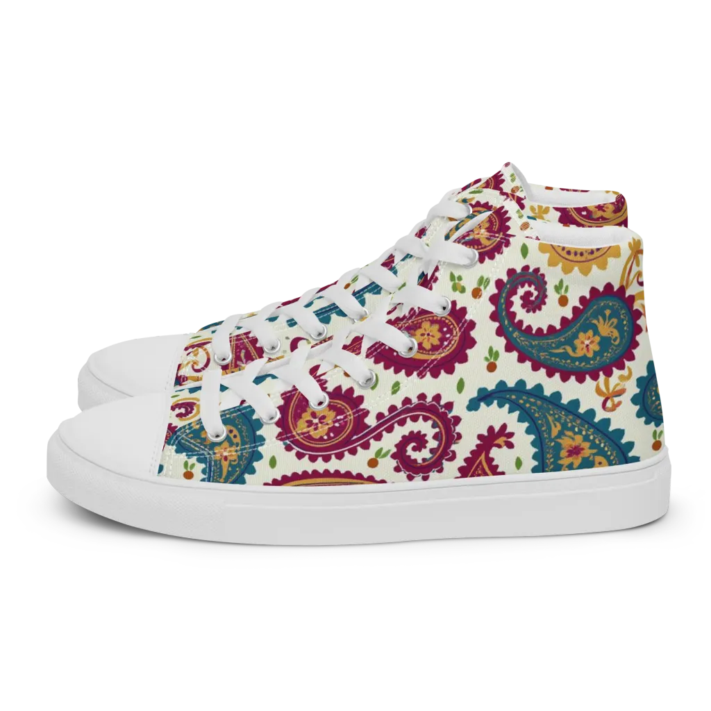 Paisley Bazaar on Women's High Top Canvas Shoes — Left