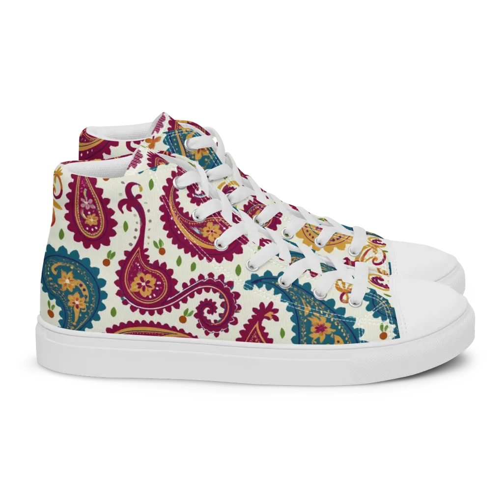 Paisley Bazaar on Women's High Top Canvas Shoes — Right