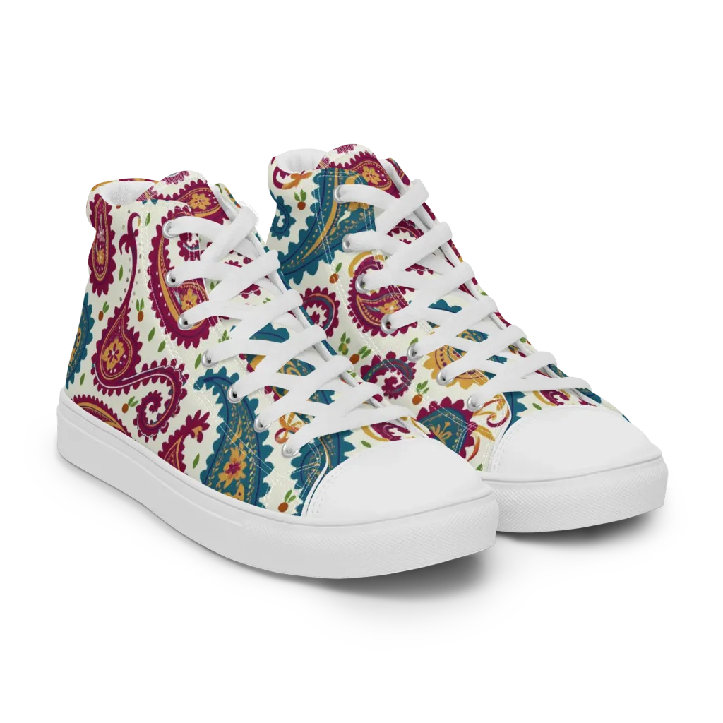 Paisley Bazaar on Women's High Top Canvas Shoes — Right Front