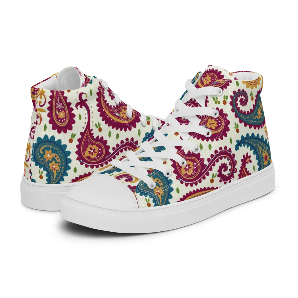 Paisley Bazaar on Women's High Top Canvas Shoes — Left