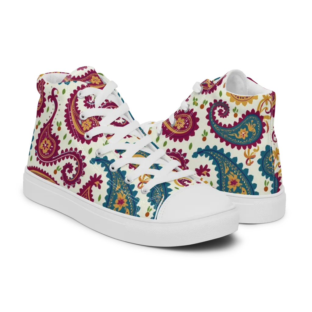 Paisley Bazaar on Women's High Top Canvas Shoes — Right