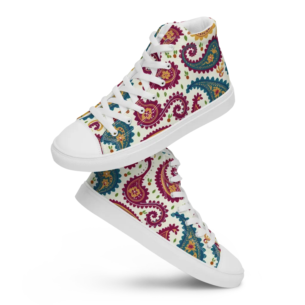 Paisley Bazaar on Women's High Top Canvas Shoes — Front