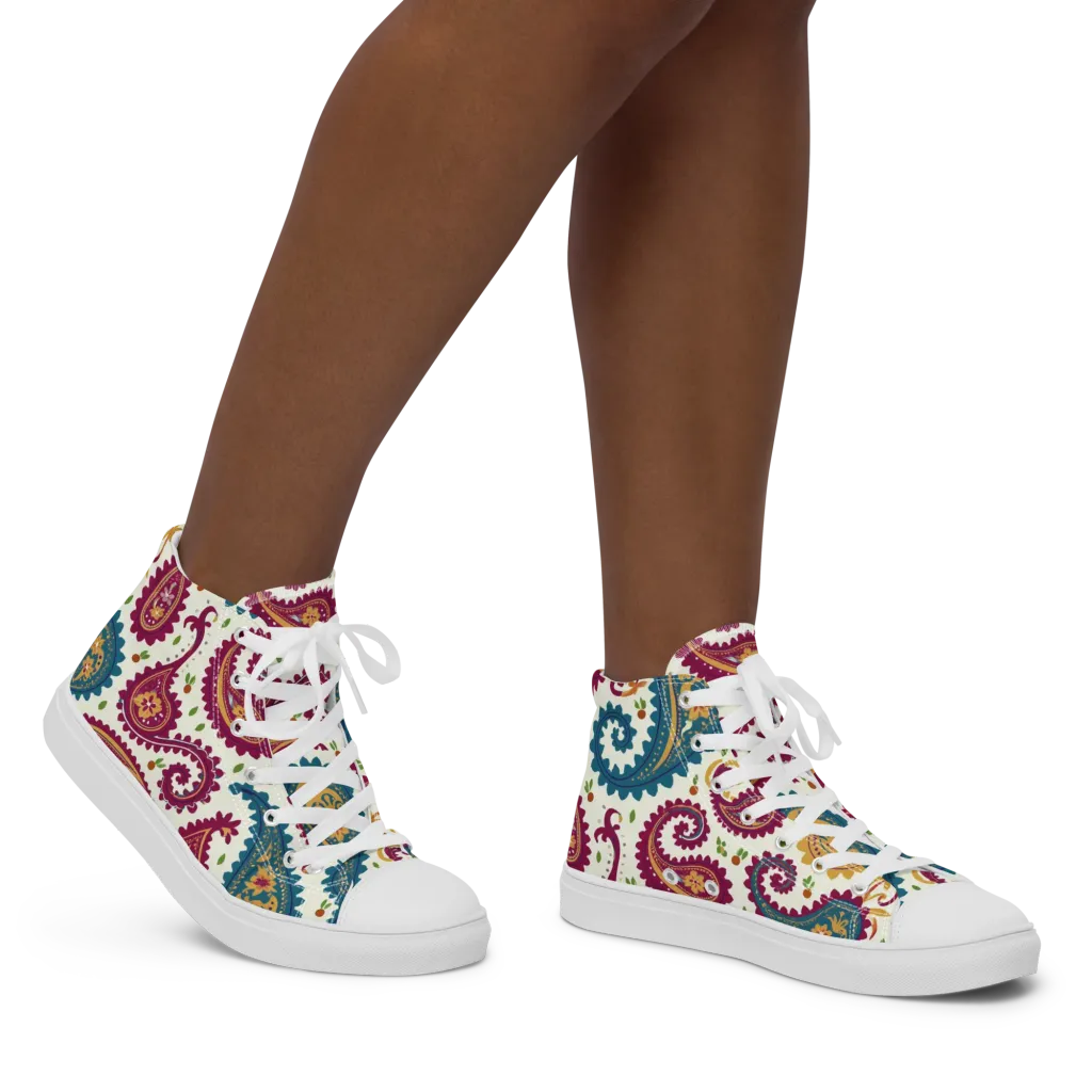 Paisley Bazaar on Women's High Top Canvas Shoes — Right