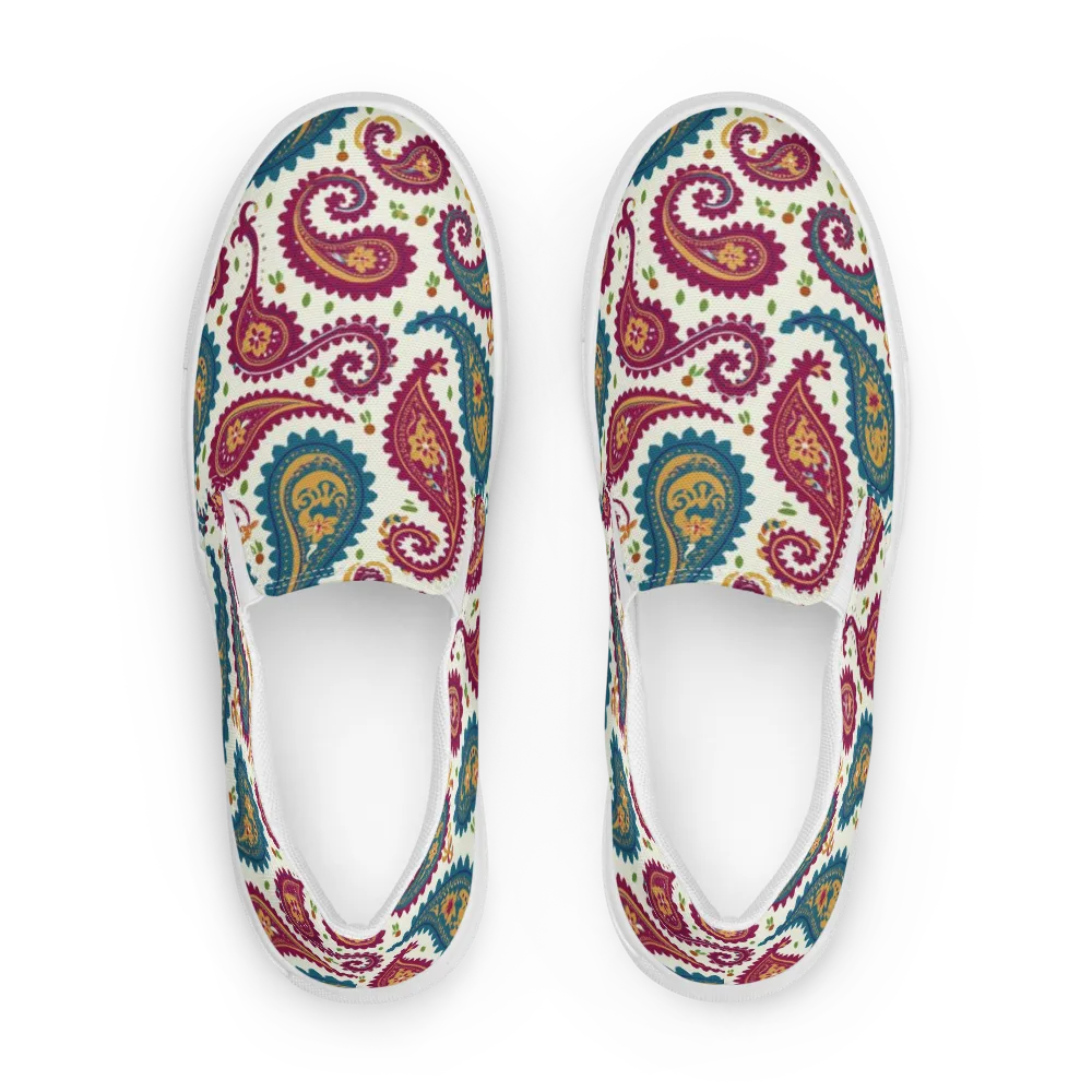 Paisley Bazaar on Men's Slip-On Canvas Shoes — Front