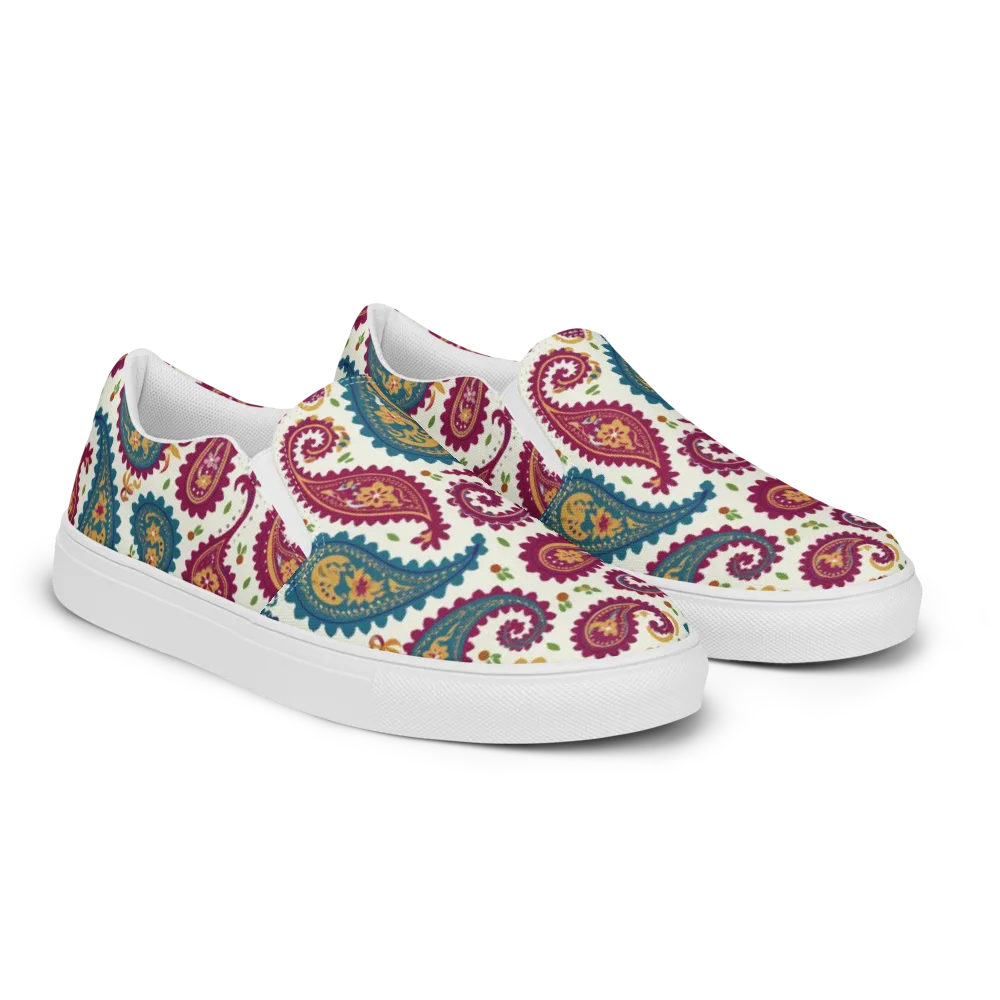 Paisley Bazaar on Men's Slip-On Canvas Shoes — Right Front