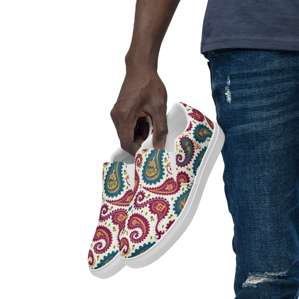 Paisley Bazaar on Men's Slip-On Canvas Shoes — Left Front