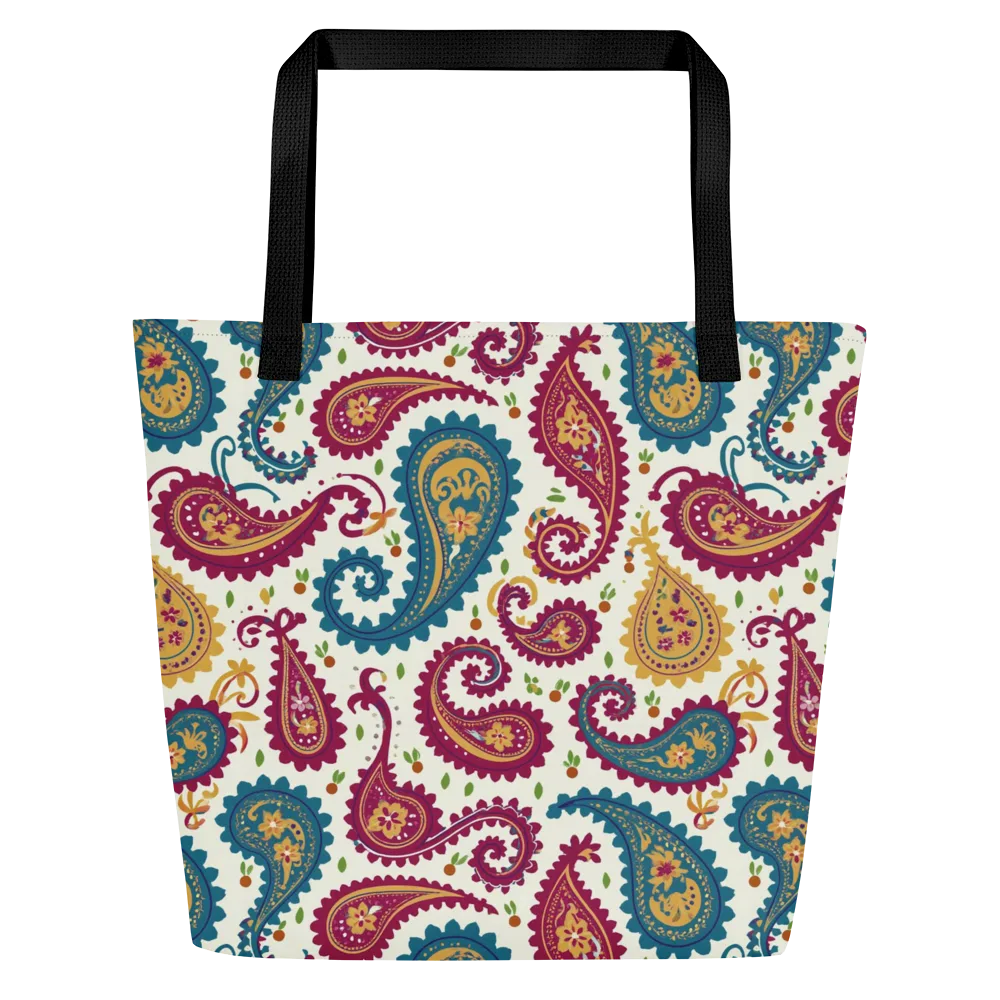 Paisley Bazaar on Large Tote Bag W/ Pocket — Front