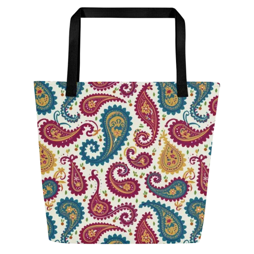 Paisley Bazaar on a Large Tote Bag W/ Pocket