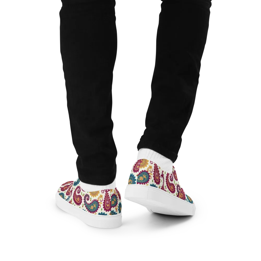 Paisley Bazaar on Men's Lace-Up Canvas Shoes — Back