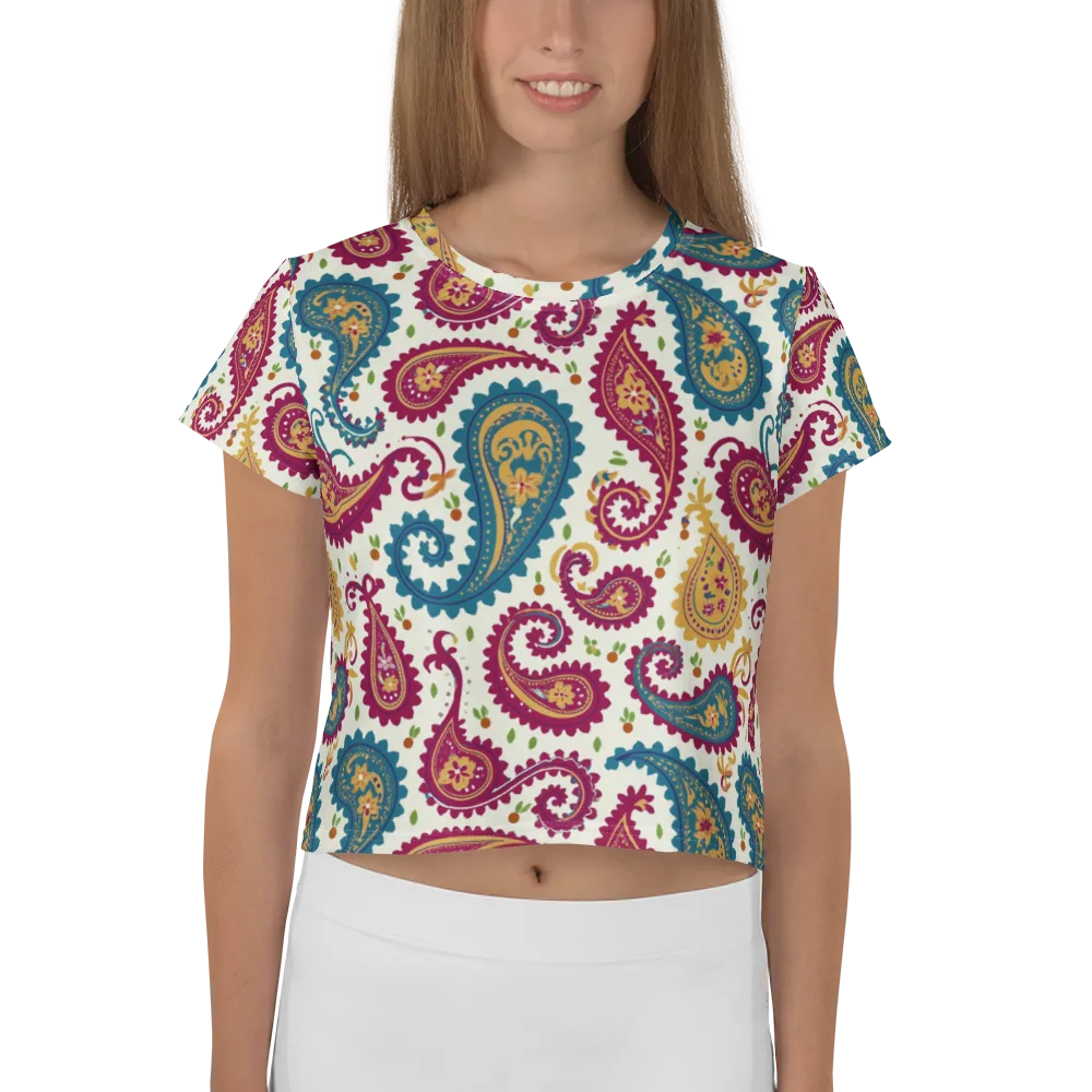 Paisley Bazaar on Crop Tee — Front