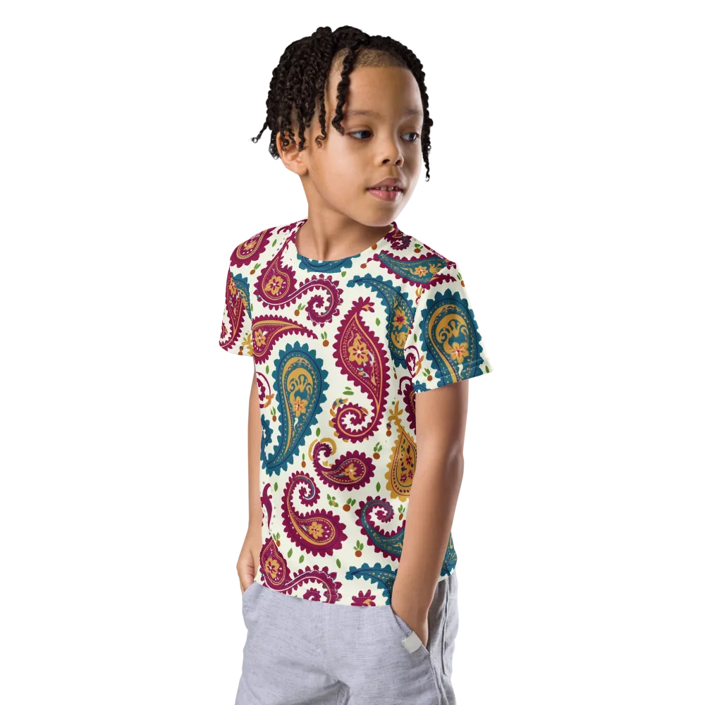 Paisley Bazaar on Kids Crew Neck T-Shirt — Left Front