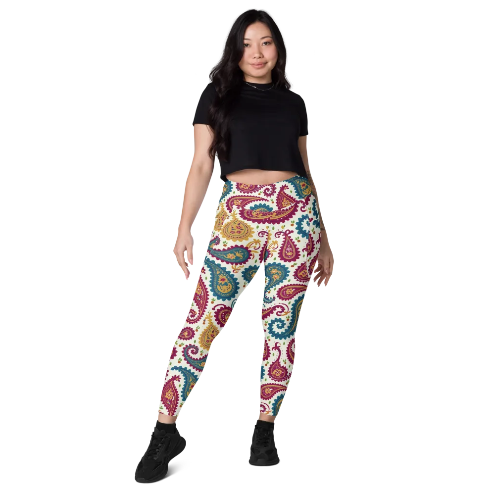 Paisley Bazaar on Leggings with Pockets — Front