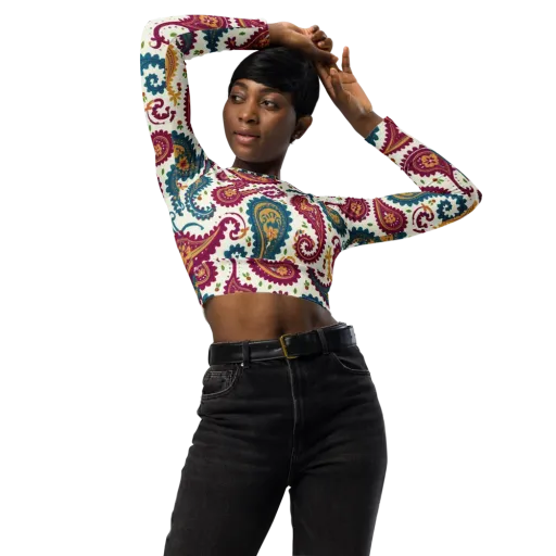 Paisley Bazaar on a Long Sleeve Crop Top