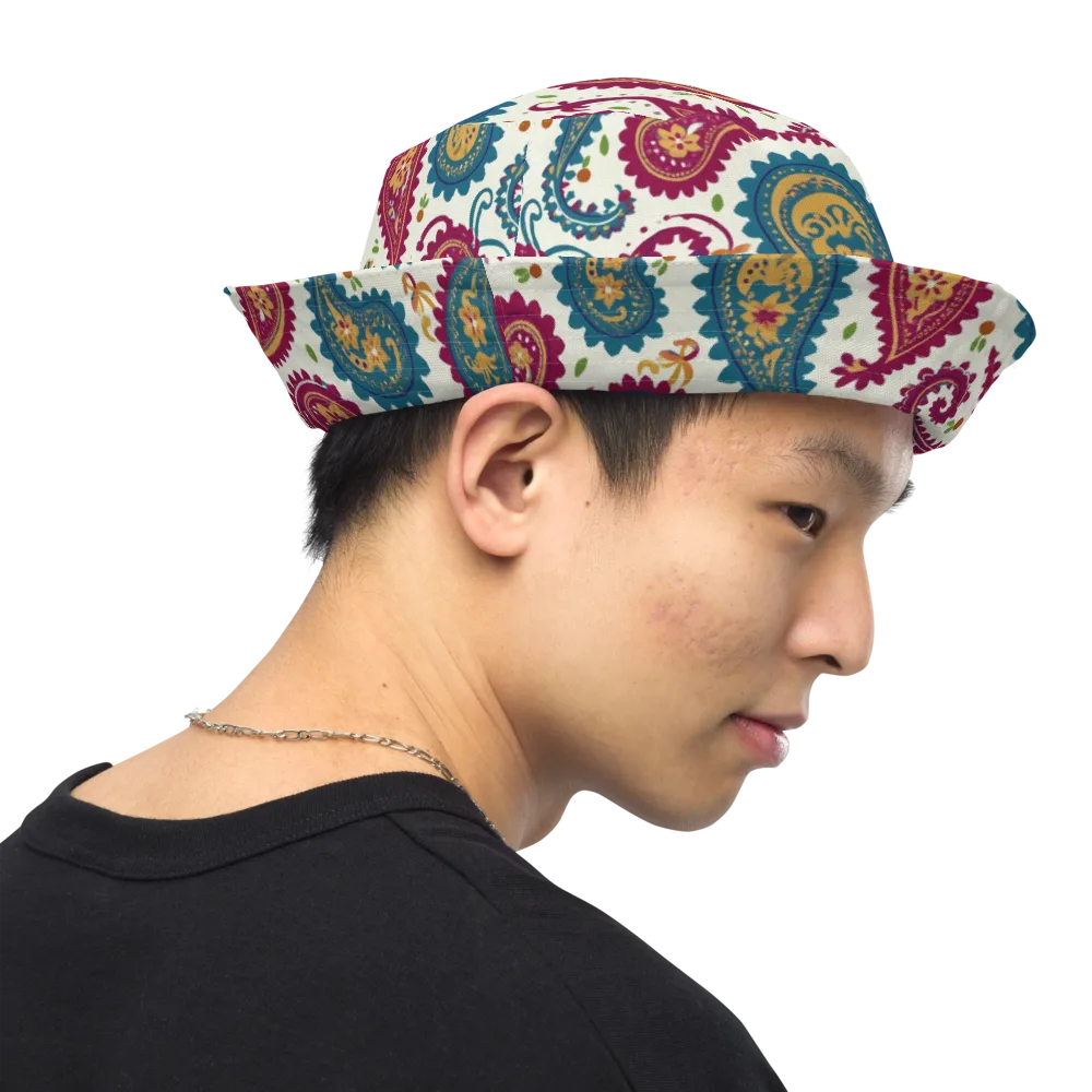 Paisley Bazaar on Reversible Bucket Hat — Right Outside
