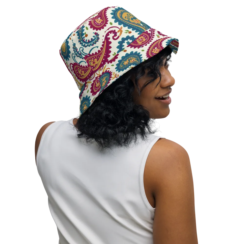 Paisley Bazaar on Reversible Bucket Hat — Right Outside