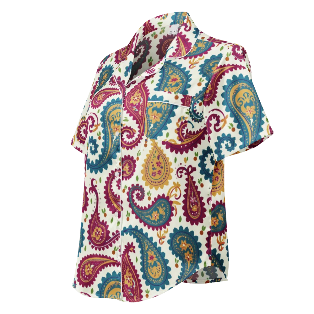 Paisley Bazaar on Women's Short Sleeve Pajama Top — Left Front