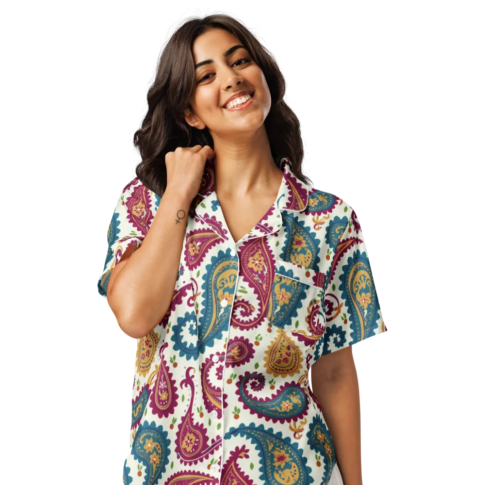 Paisley Bazaar on Women's Short Sleeve Pajama Top — Front
