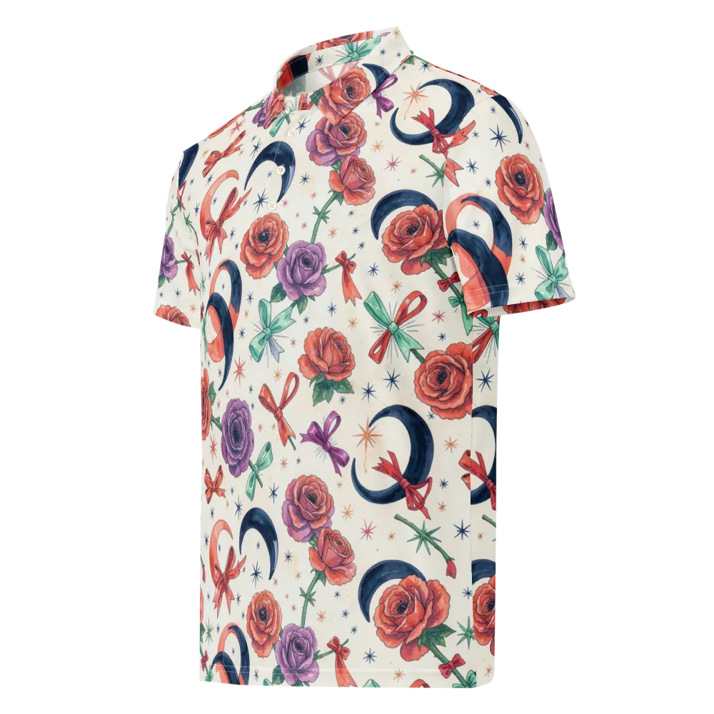 Ribbon Eclipse on Men's Slim Fit Polo Shirt — Left Front