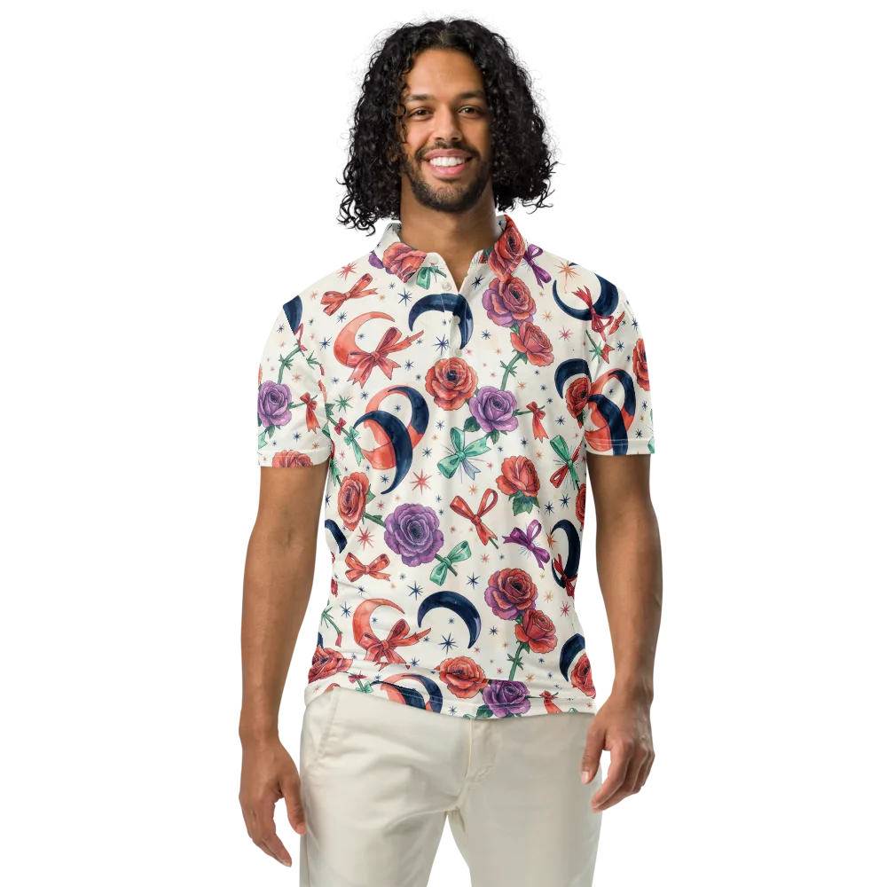 Ribbon Eclipse on Men's Slim Fit Polo Shirt — Front