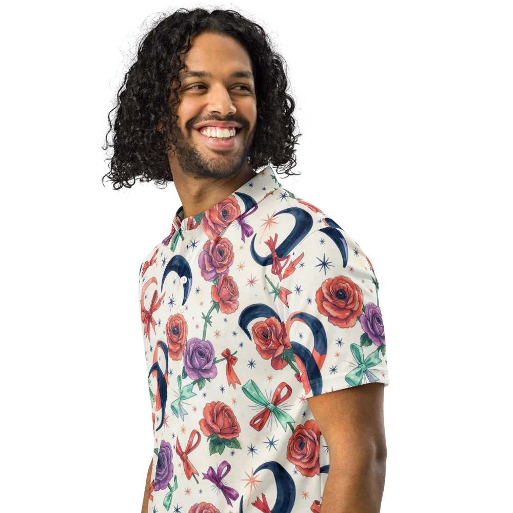 Ribbon Eclipse on Men's Slim Fit Polo Shirt — Left Front