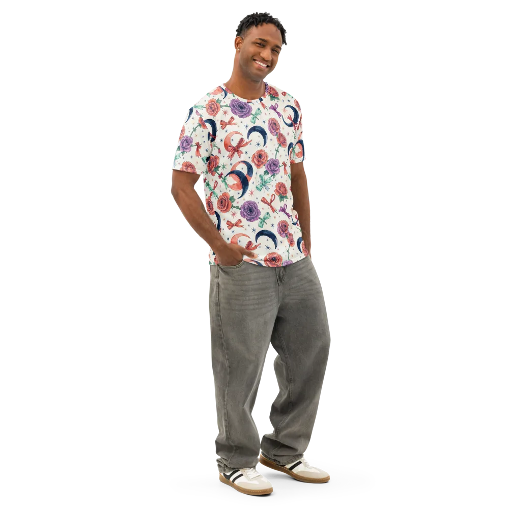 Ribbon Eclipse on Men's Cotton Crew Neck T-Shirt — Right Front