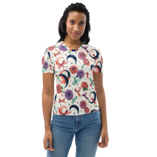 Ribbon Eclipse on a Women's Crew Neck T-Shirt