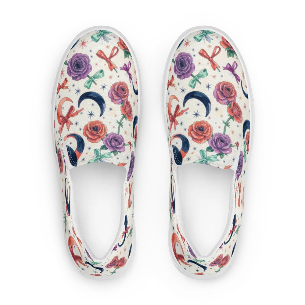 Ribbon Eclipse on Men's Slip-On Canvas Shoes — Front