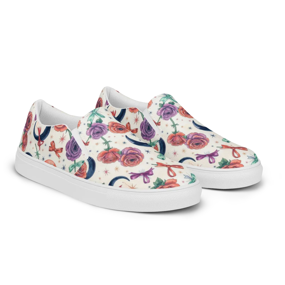 Ribbon Eclipse on Men's Slip-On Canvas Shoes — Right Front