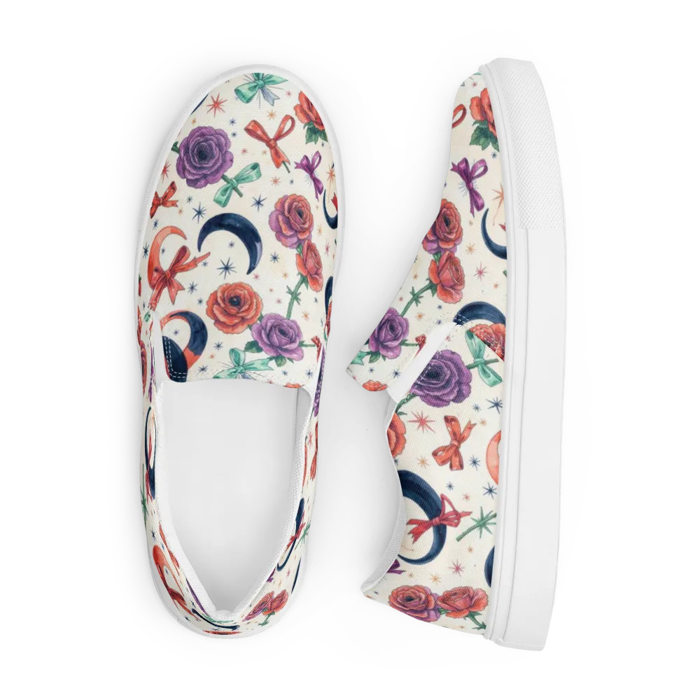 Ribbon Eclipse on Men's Slip-On Canvas Shoes — Front
