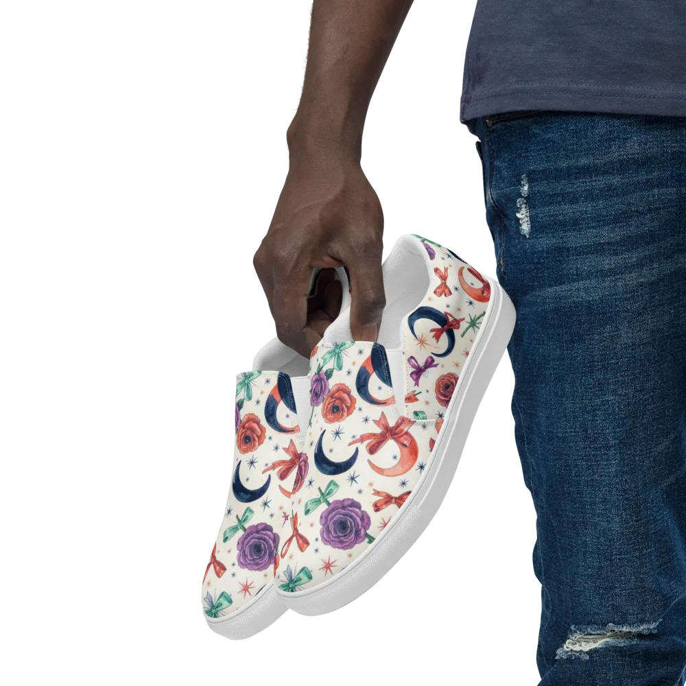 Ribbon Eclipse on Men's Slip-On Canvas Shoes — Left Front