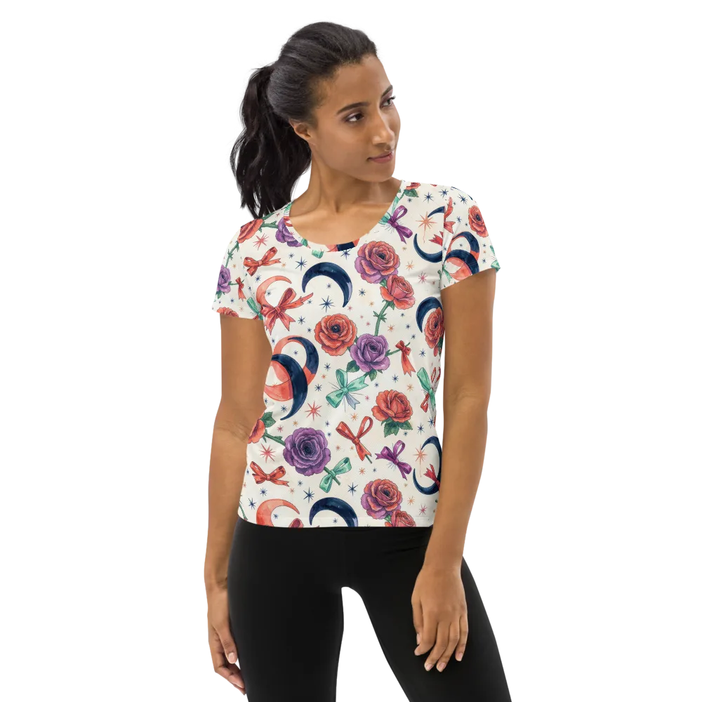 Ribbon Eclipse on Women's Athletic T-Shirt — Front