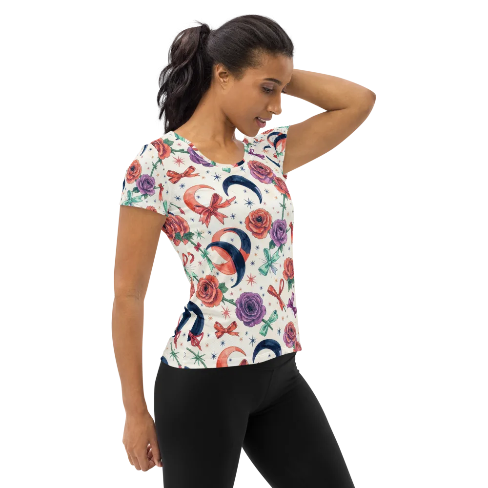 Ribbon Eclipse on Women's Athletic T-Shirt — Right