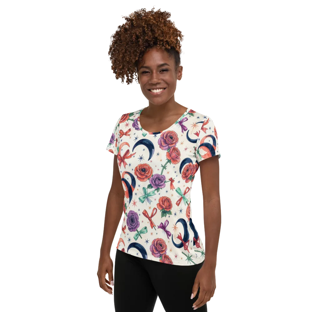 Ribbon Eclipse on Women's Athletic T-Shirt — Left