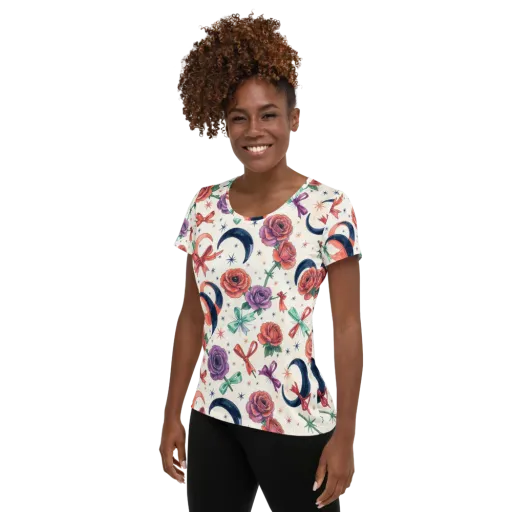 Ribbon Eclipse on a Women's Athletic T-Shirt