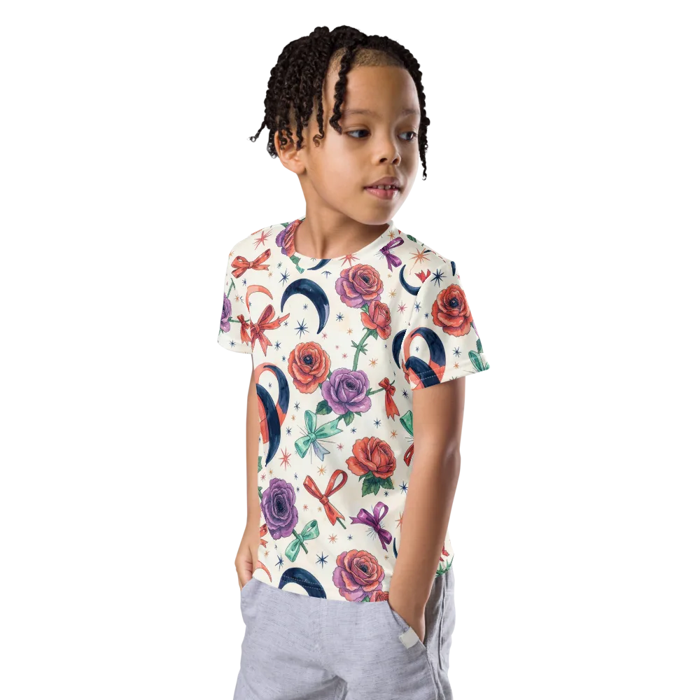 Ribbon Eclipse on Kids Crew Neck T-Shirt — Left Front