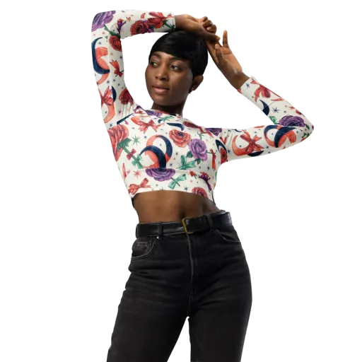 Ribbon Eclipse on a Long Sleeve Crop Top