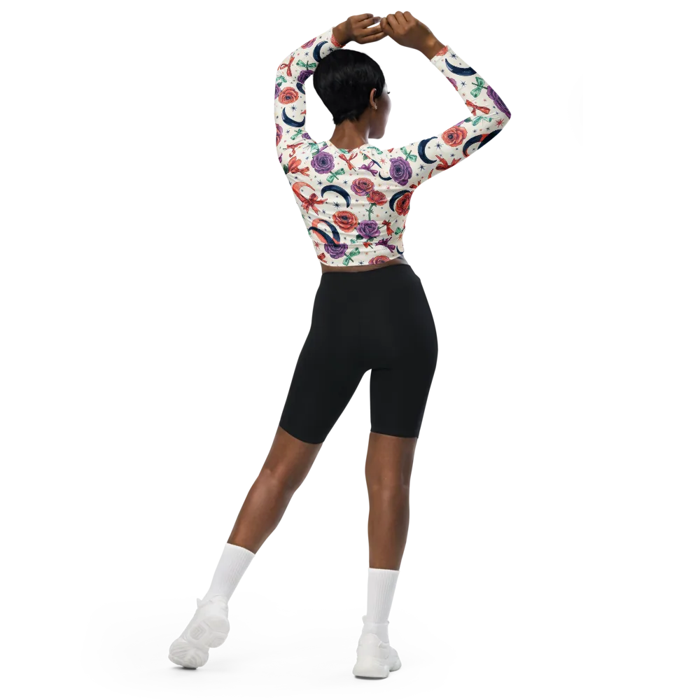 Ribbon Eclipse on Long Sleeve Crop Top — Back